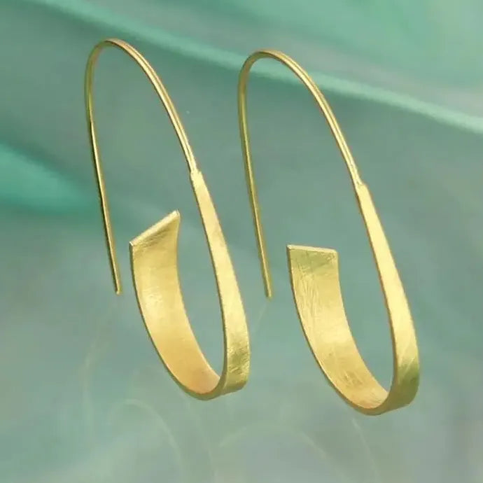 Minimalist Long Hook Spiral Hoop Earrings for Women Zinc Alloy Jewelry