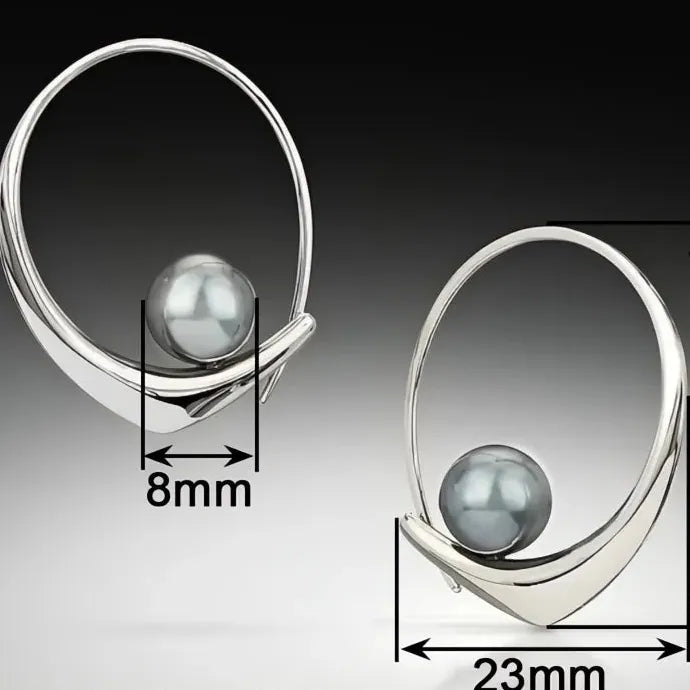 Black Pearl Hoop Earrings Women Wedding Daily Trendy Brass Jewelry
