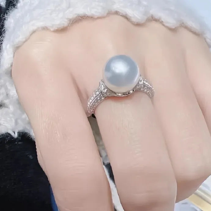 Imitation Pearl Ring with Cubic Zirconia Brass Wedding Gift for Women