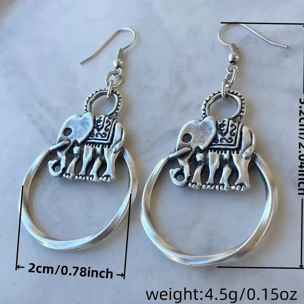 Vintage Punk Elephant Zinc Alloy Earrings Halloween Parties Men Women Jewelry