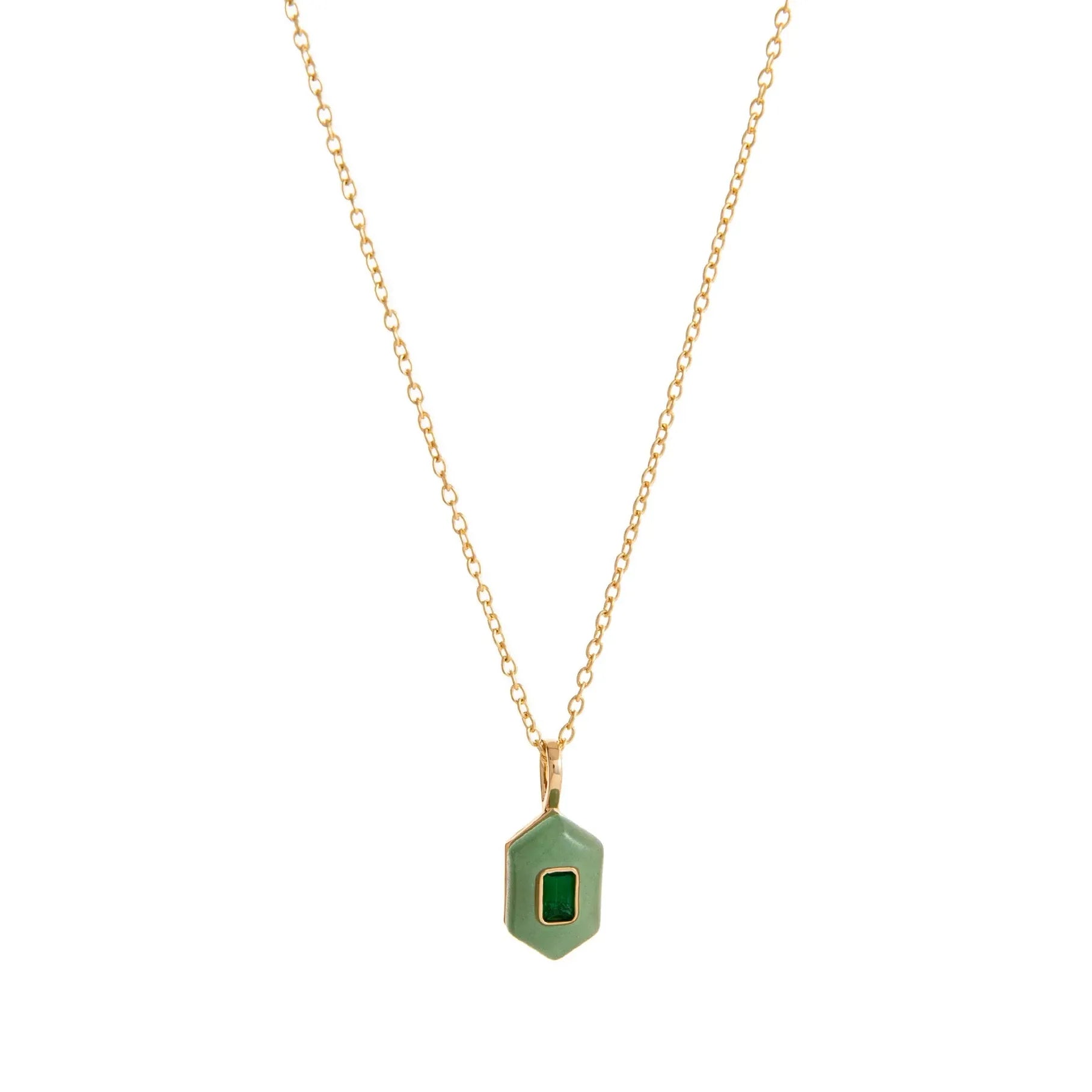 18K Gold Plated Stainless Steel Oval Multicolor Zircon Pendant Necklace Choker