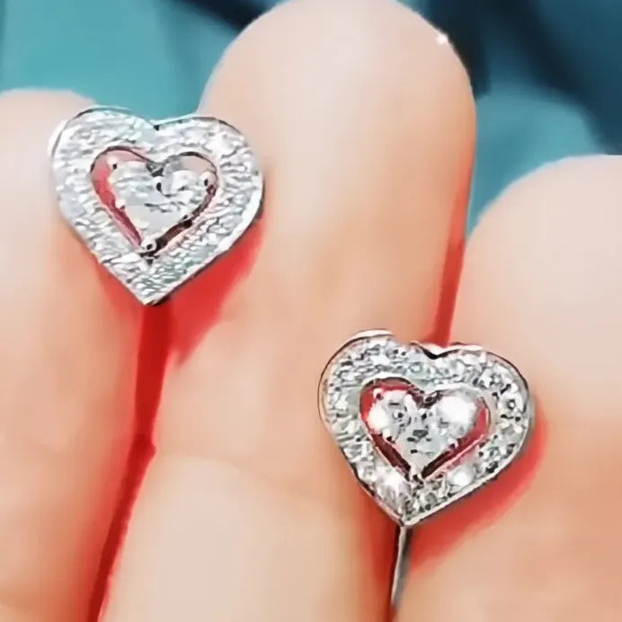 Elegant Heart Stud Earrings for Women Cubic Zirconia Jewelry Love