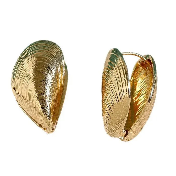 2024 Vintage Geometric Shell Earrings for Women Copper Metal Fashion Jewelry