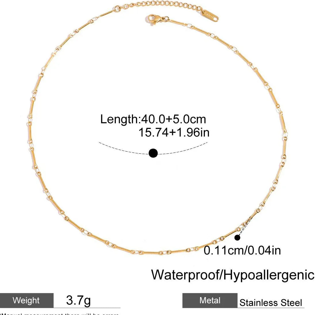 18k Gold Plated Stainless Steel Knot Necklace Waterproof Snake Chain Jewelry