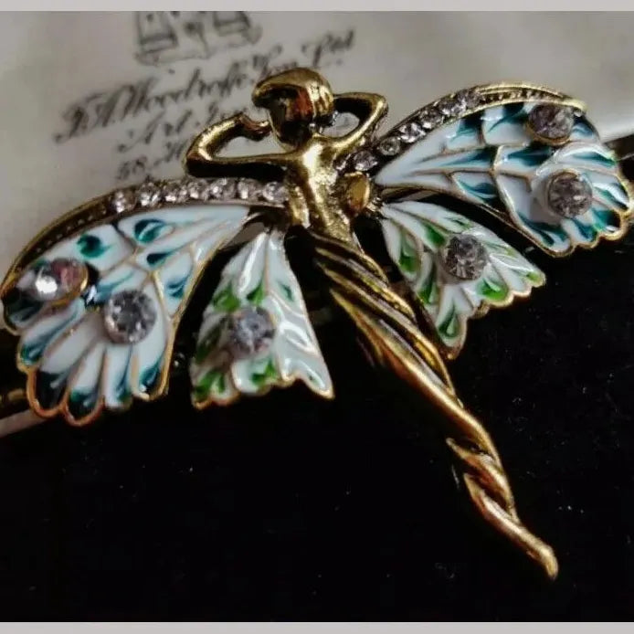 Vintage Art Nouveau Fairy Nymph Brooch Shawl Pin Pendant Jewelry