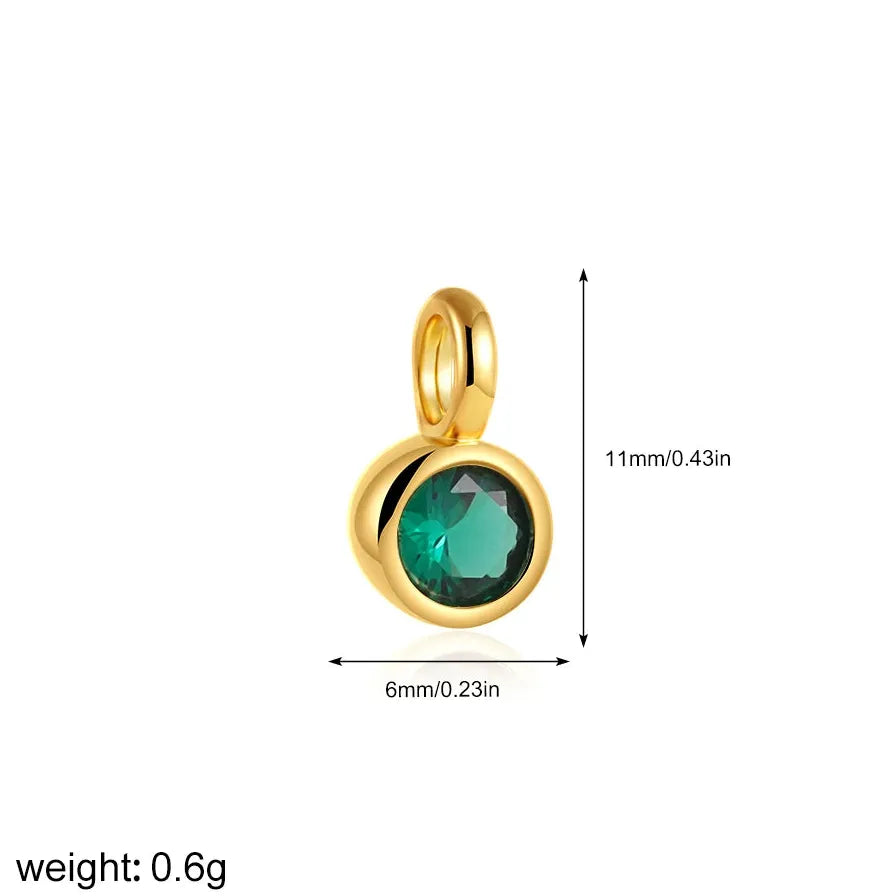 Multicolor Crystal 12 Month Birthstone Pendant Charm for Women Stainless Steel Gold Jewelry