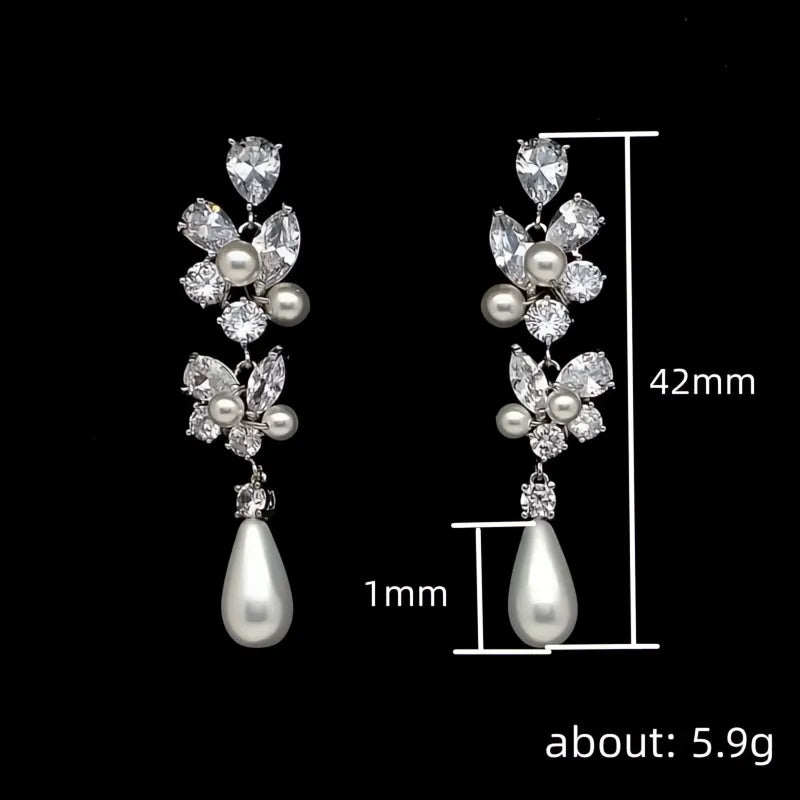 Aesthetic Bridal Imitation Pearl Dangle Earrings Luxury Trendy Engagement Wedding Jewelry for Women