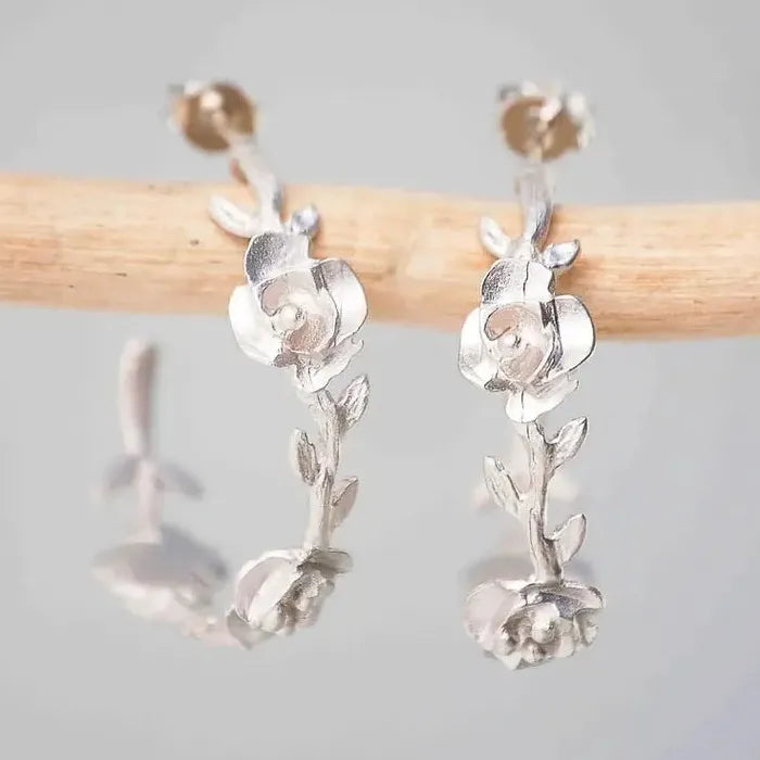 Zinc Alloy Rose C-Shaped Earrings for Women Weddings Banquets Holidays Jewelry