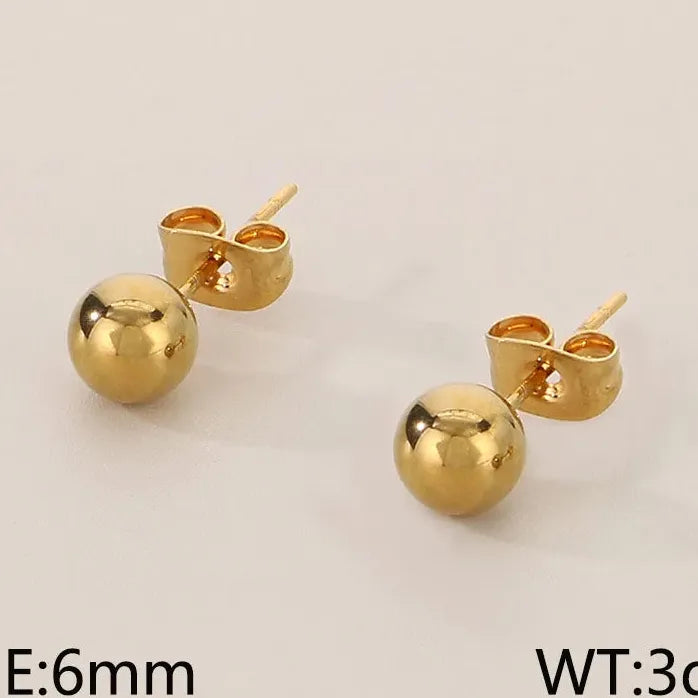 Gold Stainless Steel Hollow Ball Stud Earrings for Women Wedding Jewelry