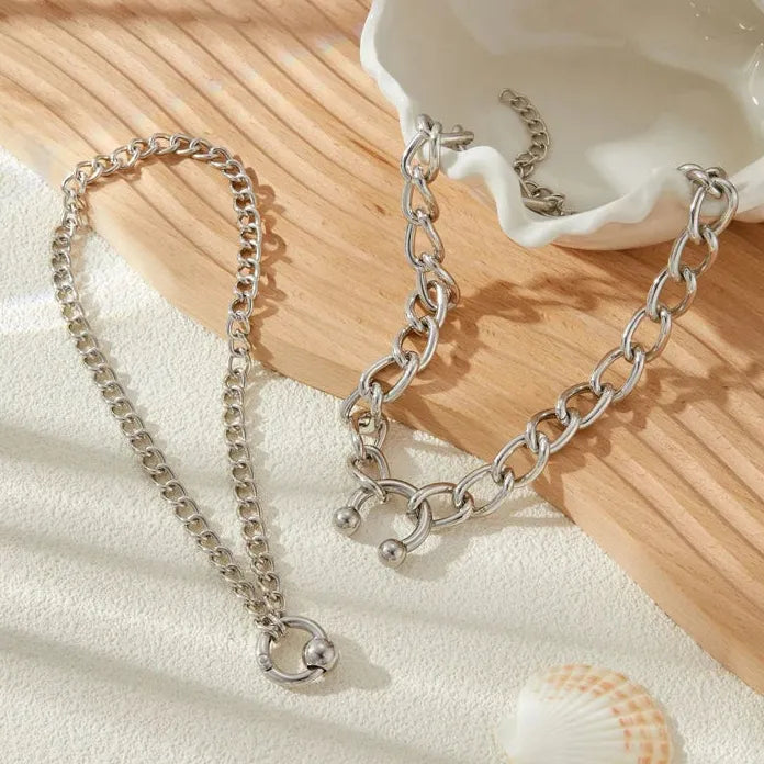 Adjustable Large Zinc Alloy Round Nose Clip Pendant Necklace for Women