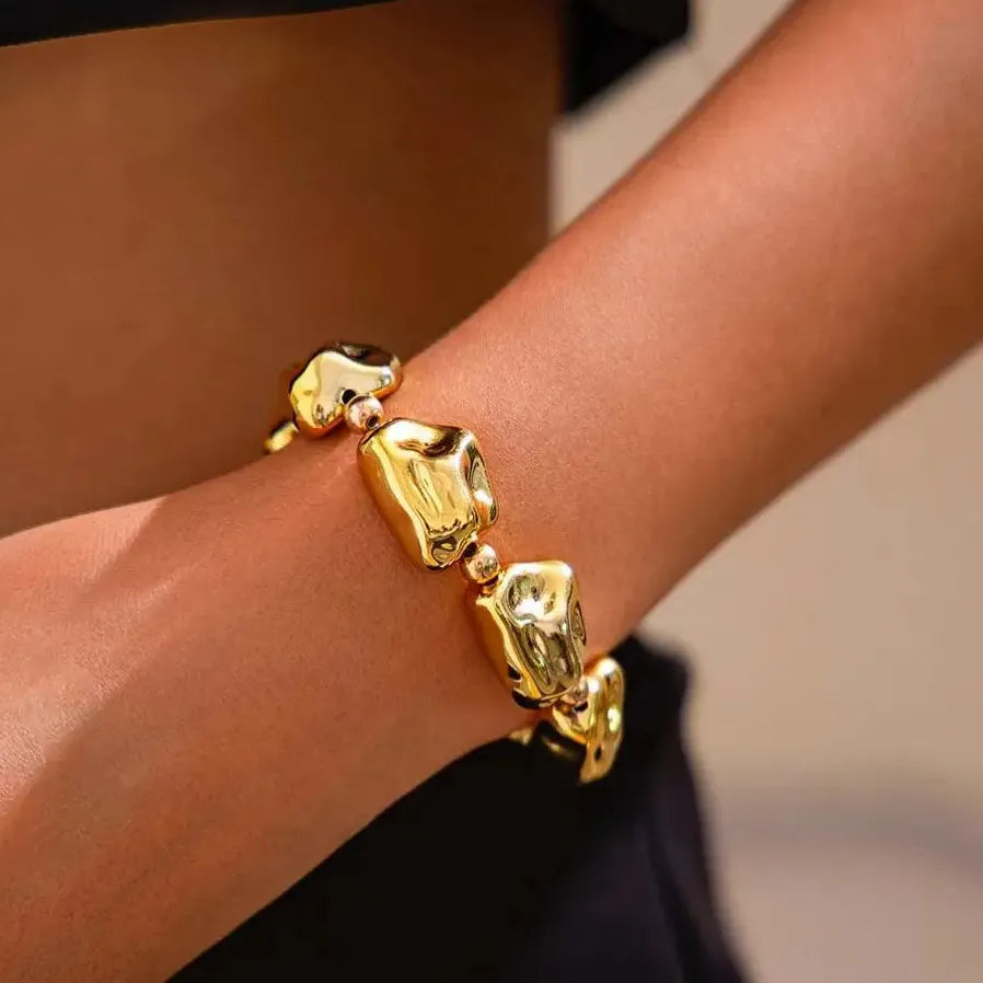 Vintage Geometric CCB Bead Bracelet for Women Elastic Punk Charm Bangle Gift Jewelry
