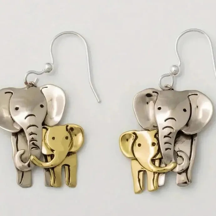 Retro Elephant Mom & Baby Drop Earrings Zinc Alloy Cute Women's Jewelry