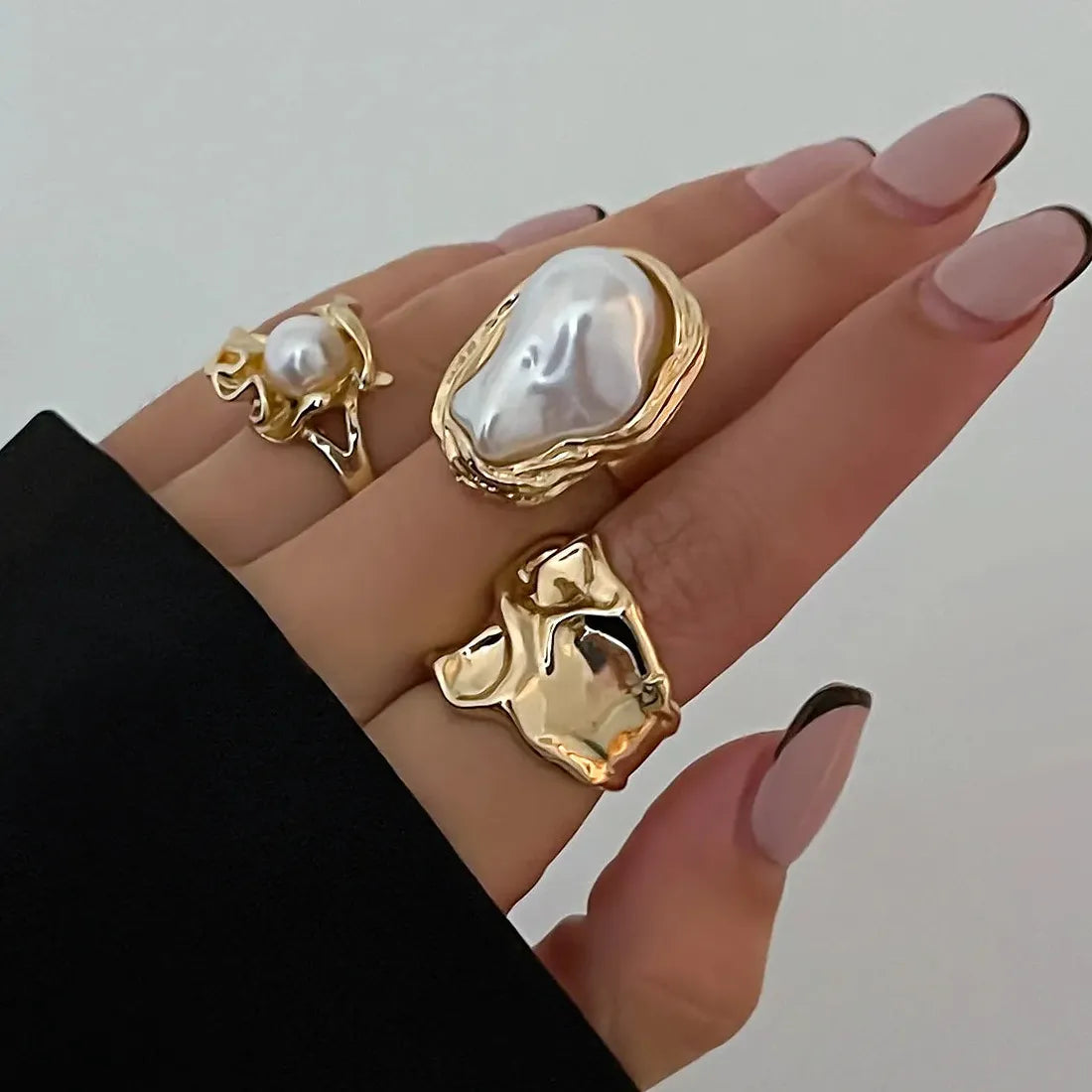 5Pcs Vintage Irregular Metal Circular Rings Punk Jewelry for Men Women