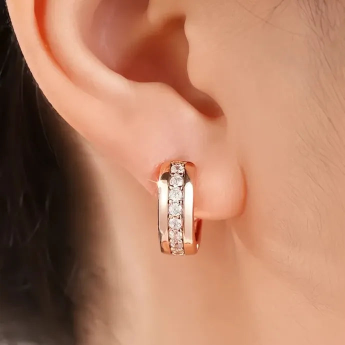 Women's Geometric CZ Copper Alloy Hoop Earrings Hollow Pattern Jewelry Party
