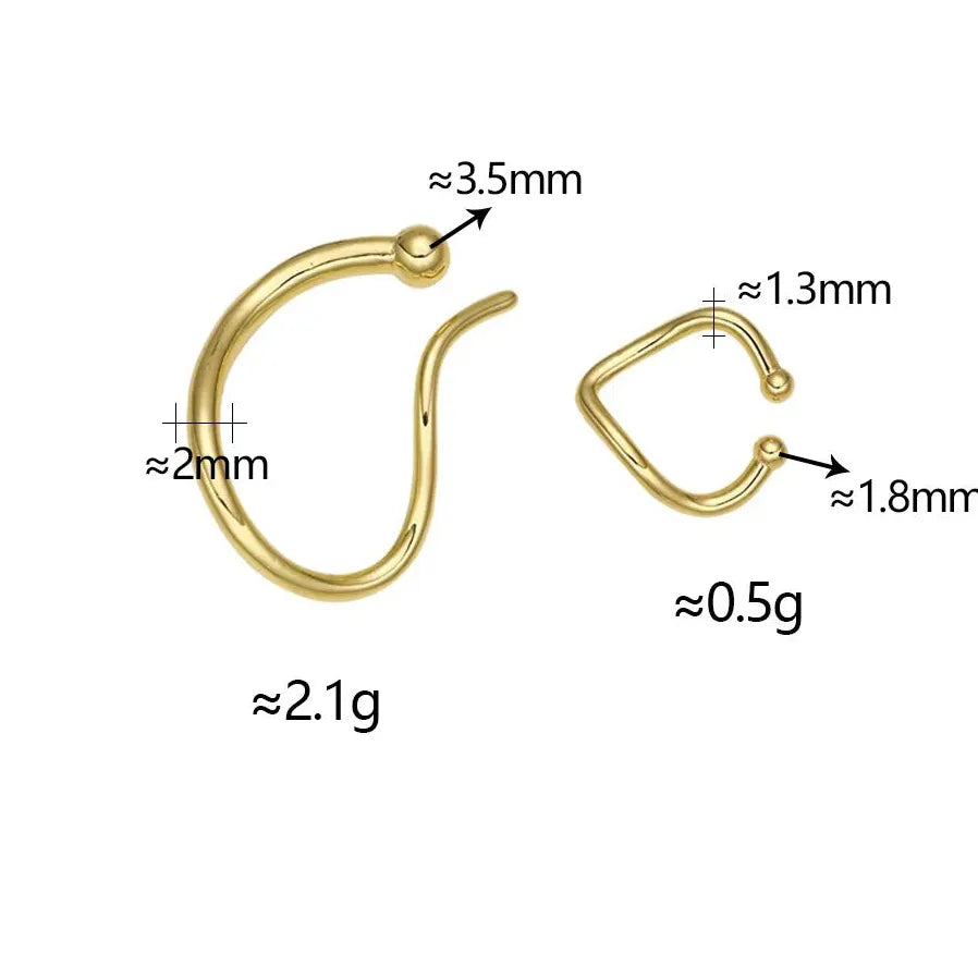 2Pcs Geometric Fake Piercing Cartilage Ear Clips for Women Stylish Jewelry
