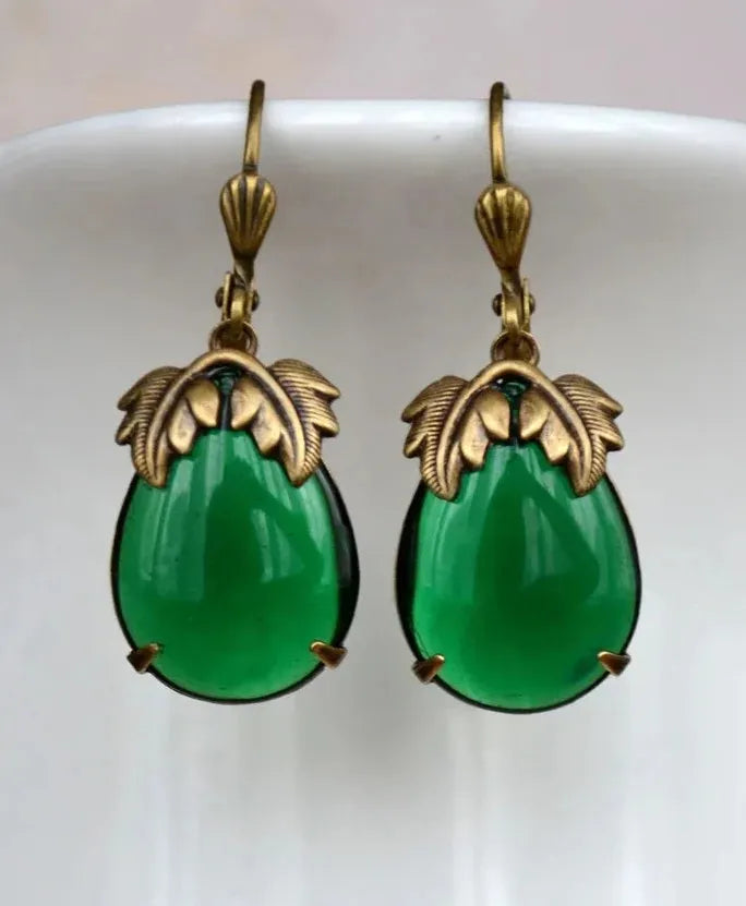 Geometric Double Color Round Stone Dangle Earrings for Women Party Jewelry