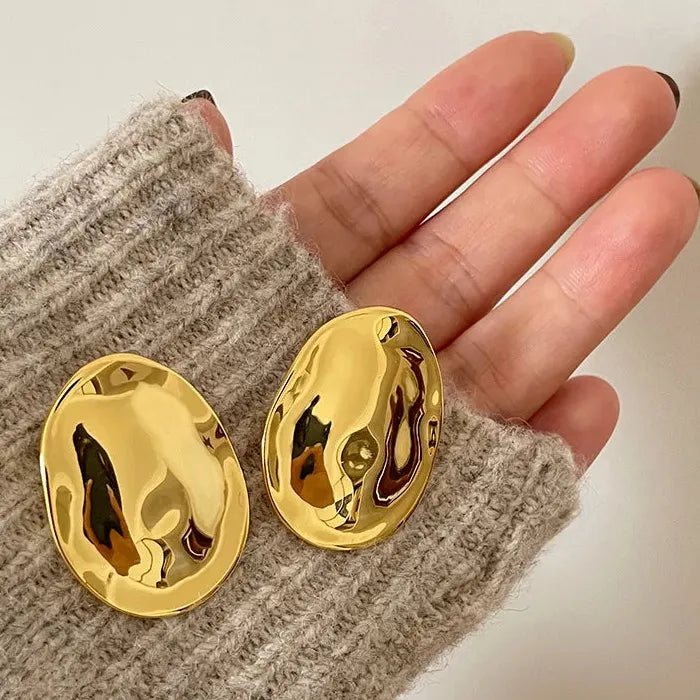 Irregular Geometric Stainless Steel Earrings 18K Gold Plated Tarnish Free