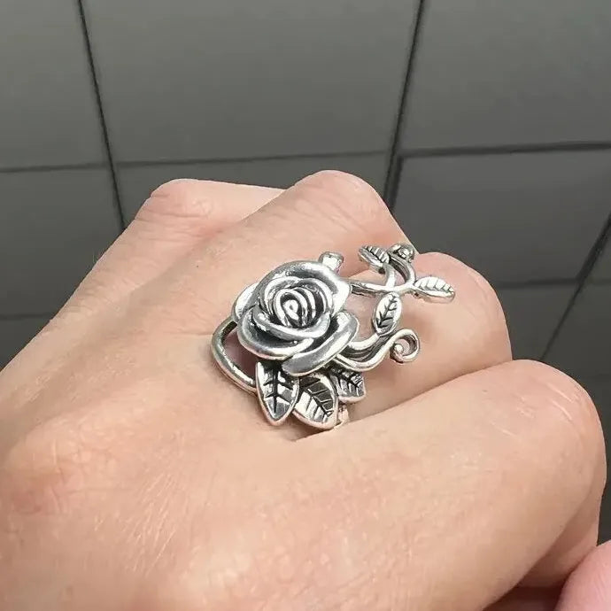 Japanese Korean Personalized Retro Rose Ring Zinc Alloy Fashion Jewelry