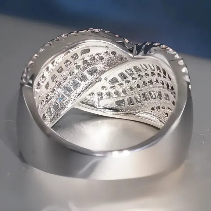 Elegant Women’s Geometric Cross Cubic Zirconia Wedding Engagement Ring