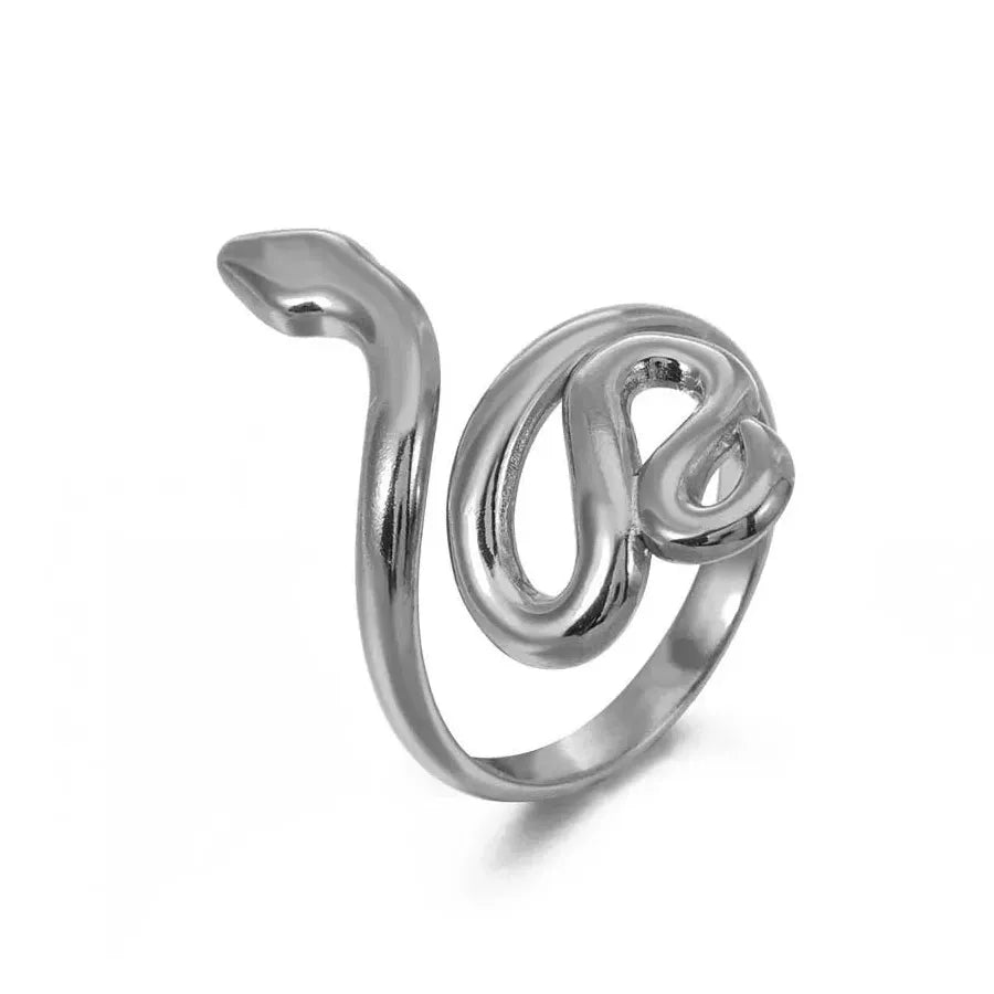 Adjustable Gold Stainless Steel Snake Rings Waterproof Punk Couple Jewelry