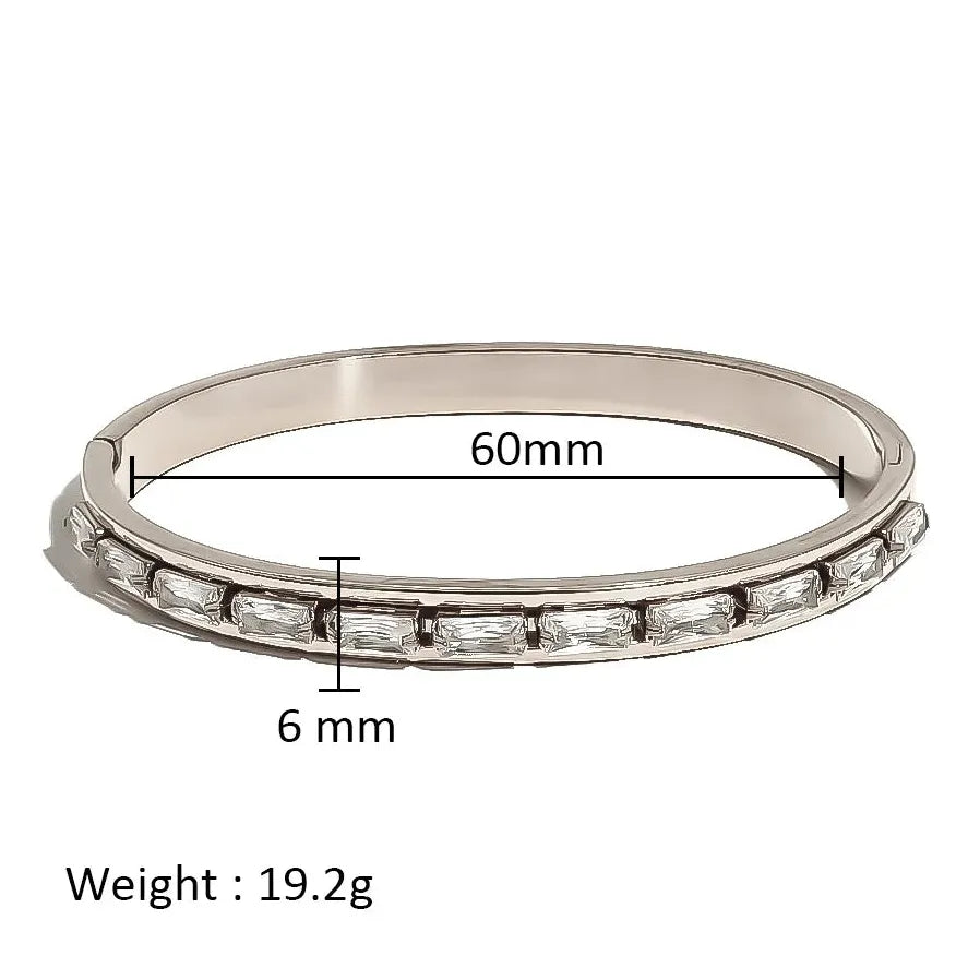 Waterproof Stainless Steel Multicolor Crystal Zirconia CZ Bangle Bracelet Women