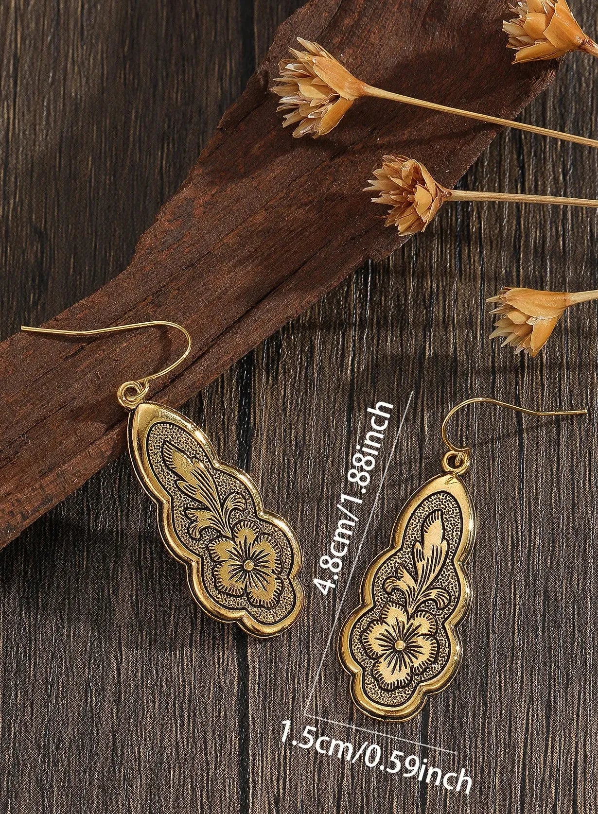 Gold Color Metal Geometry Waterdrop Flower Dangle Earrings for Women Jewelry