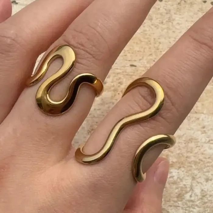Gold Stainless Steel Geometric Rings for Women Men 2024 Gift Jewelry