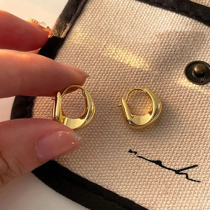 Geometric Hoop Earrings for Women Simple Fashion Gold Silver Huggies Jewelry