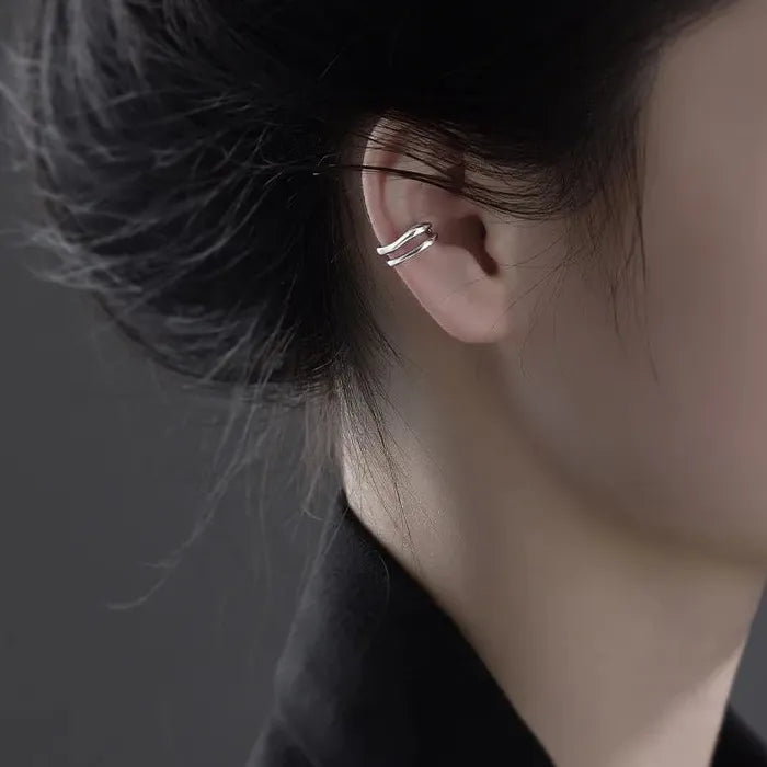 Zinc Alloy Non-Piercing Double Layer Ear Cuff Clip Earring Women Y2K