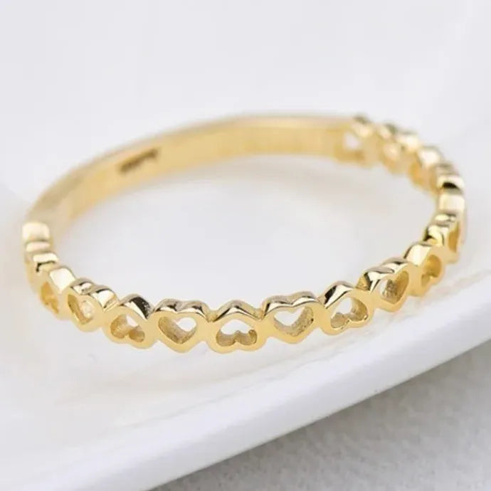 Hollow Hearts Zinc Alloy Rings for Women 2 Colors Daily Wear Fashion Jewelry