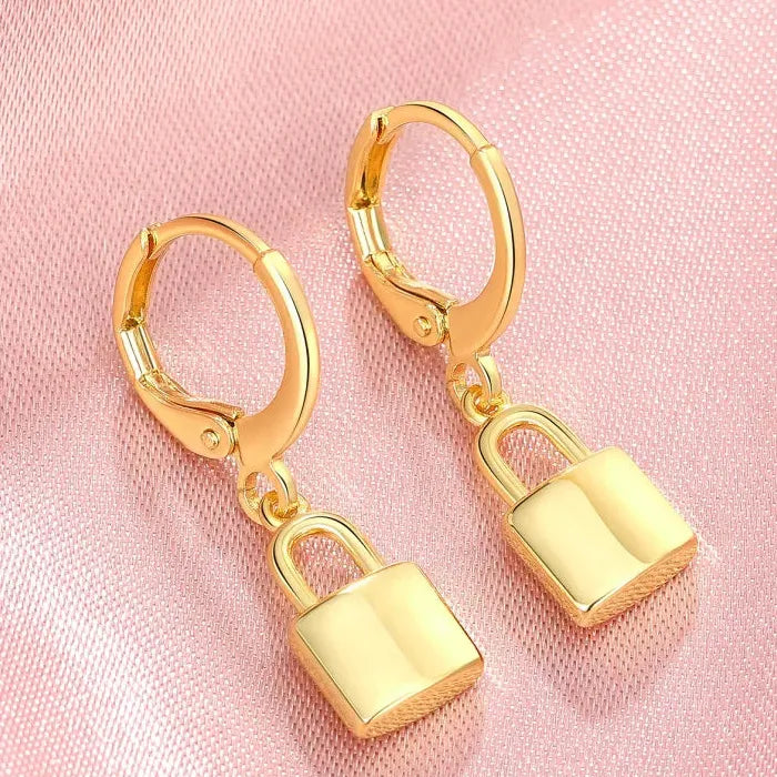 Punk Gothic Zinc Alloy Keylock Pendant Earrings for Men and Women Hip-Hop Jewelry
