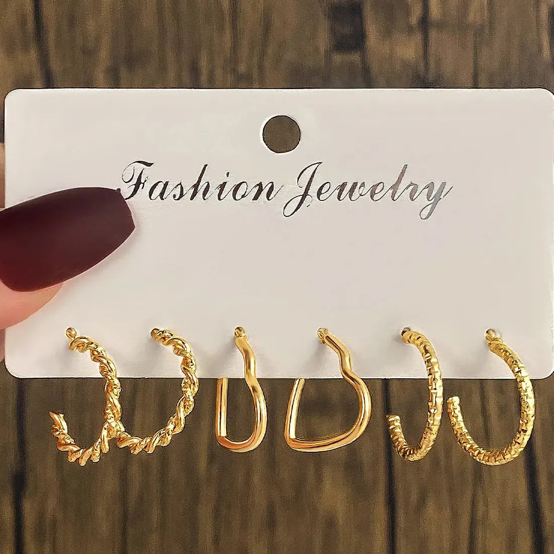 Vintage Geometric Twist Drop Hoop Earrings Set Zinc Alloy Jewelry Gifts