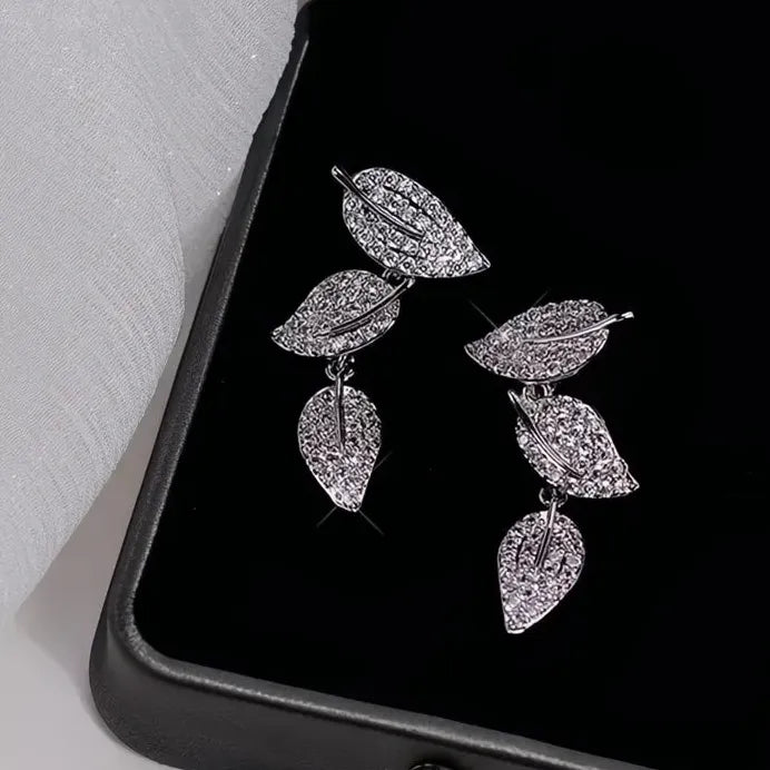 Brilliant Leaf Drop Earrings for Women Trendy Wedding Party Gift Jewelry