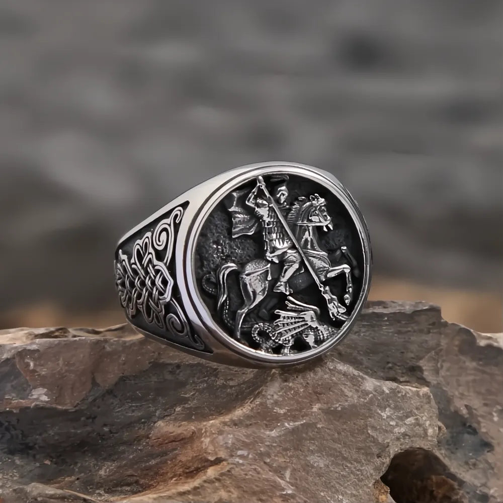 1️⃣ Knight Rider Ring 316L Stainless Steel Viking Celtic Gothic Ring for Men