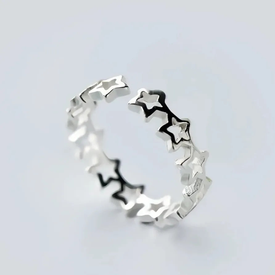 Trendy Minimalist Silver Star Open Ring for Women Fashion Jewelry
