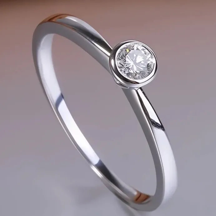 Minimalist Women's Brass Eternity Wedding Ring with Cubic Zirconia Stones