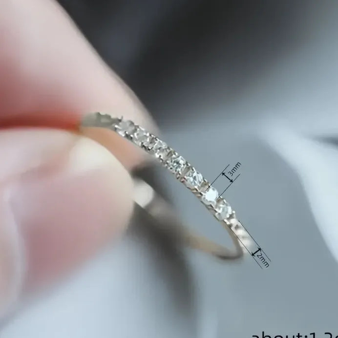 Geometric CZ Inlaid Silver & Gold Rings for Women Elegant Fashion Jewelry