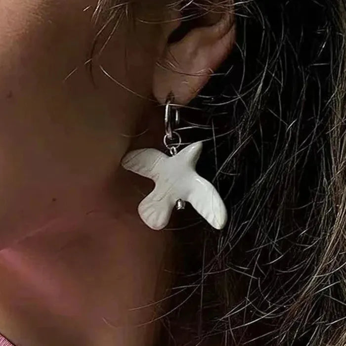 Peace Dove Geometric Round Hoop Earrings Zinc Alloy Jewelry Gift