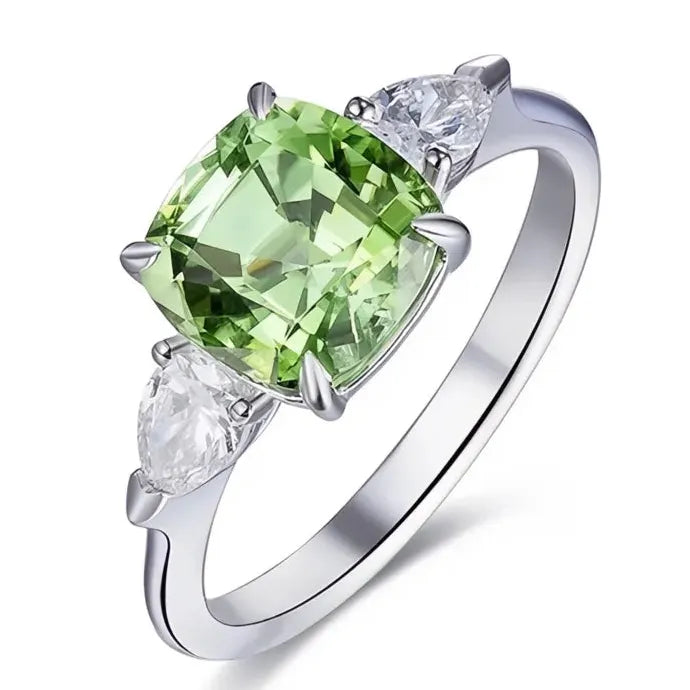 Green Cubic Zirconia Geometric Engagement Wedding Band Ring Brass