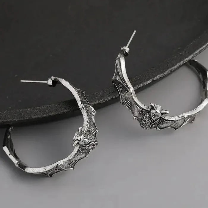 Silver Color Bat Dangle Earrings for Women Halloween Animal Zinc Alloy Jewelry Gift