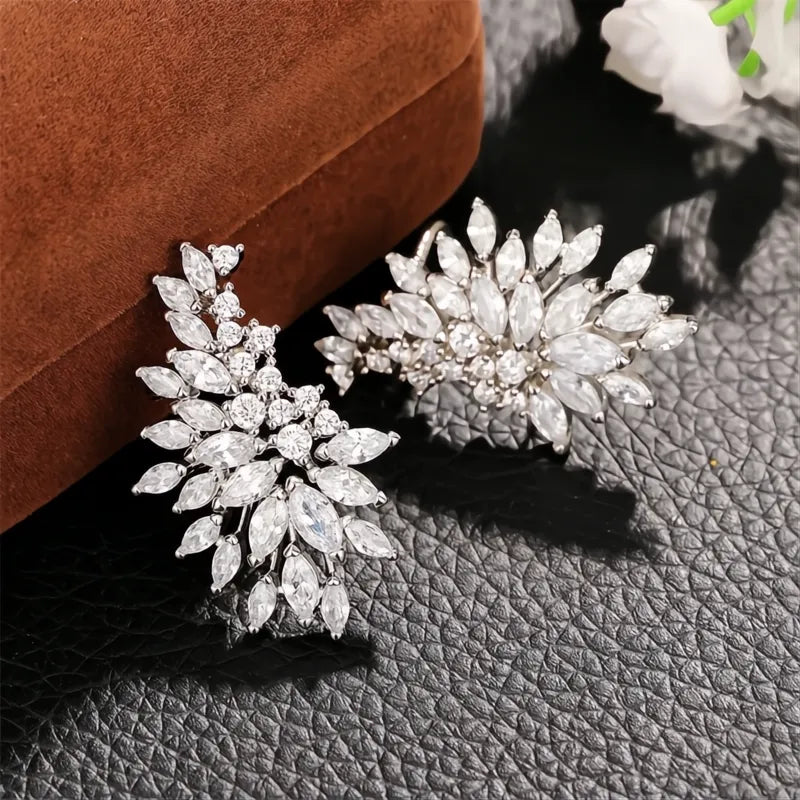 Sparkling Cubic Zirconia Stud Earrings for Women Wedding Party Fashion Jewelry Accessories