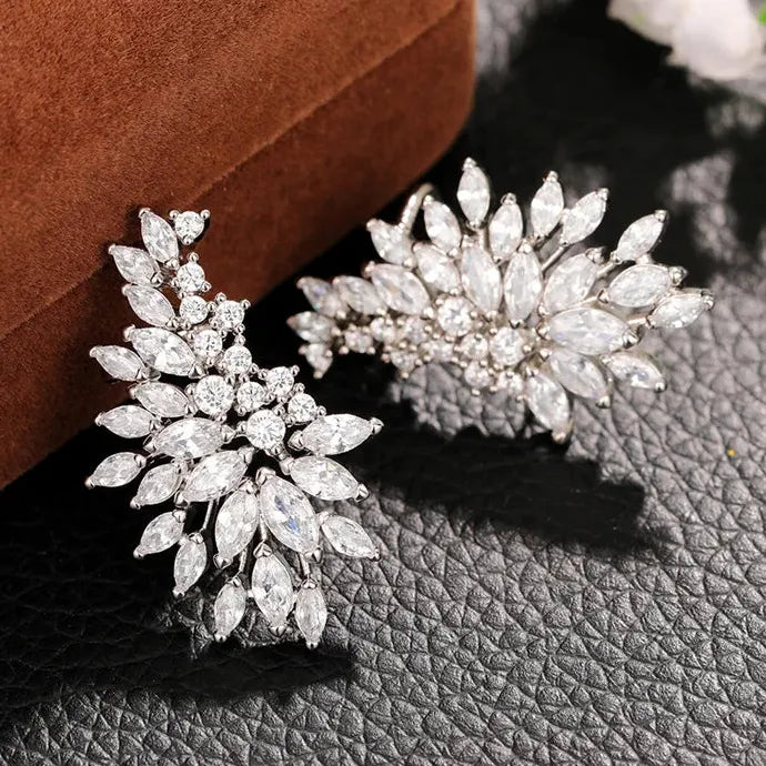 Sparkling Cubic Zirconia Geometric Stud Earrings for Women Wedding Party Jewelry