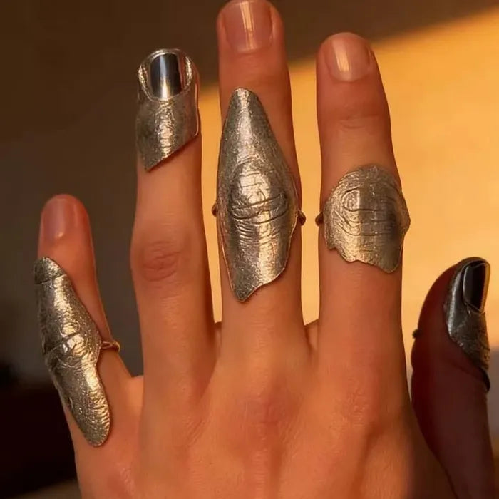 2026 Artistic Irregular Copper Knuckle Ring Set Full Finger Unisex Hip Hop Jewelry