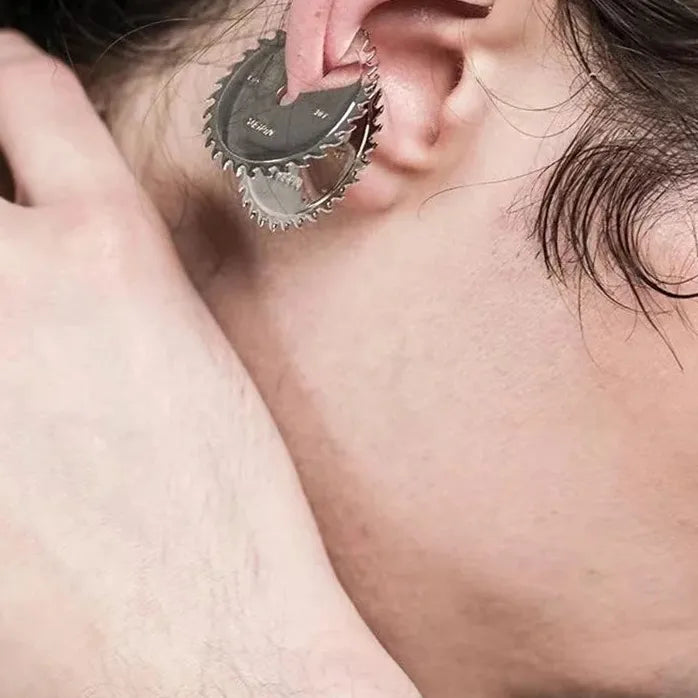 2024 Cyberpunk Gear Anti-theft Buckle Copper Alloy Stud Earrings Set Gift