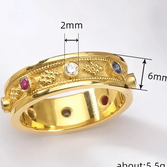 Vintage Gold Geometric Cubic Zirconia Rings for Women Fashion Jewelry