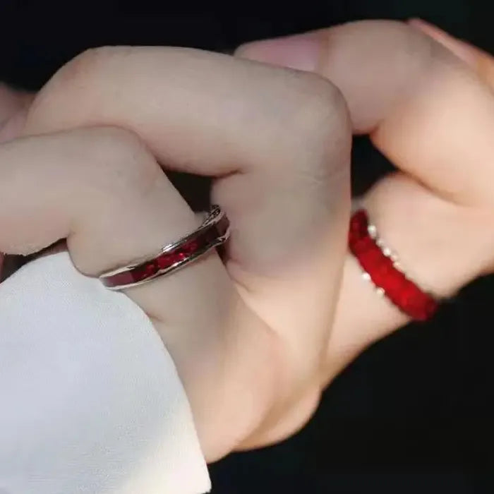 Adjustable Y2K Red Drip Oil Geometric Punk Vintage Cocktail Ring Gift