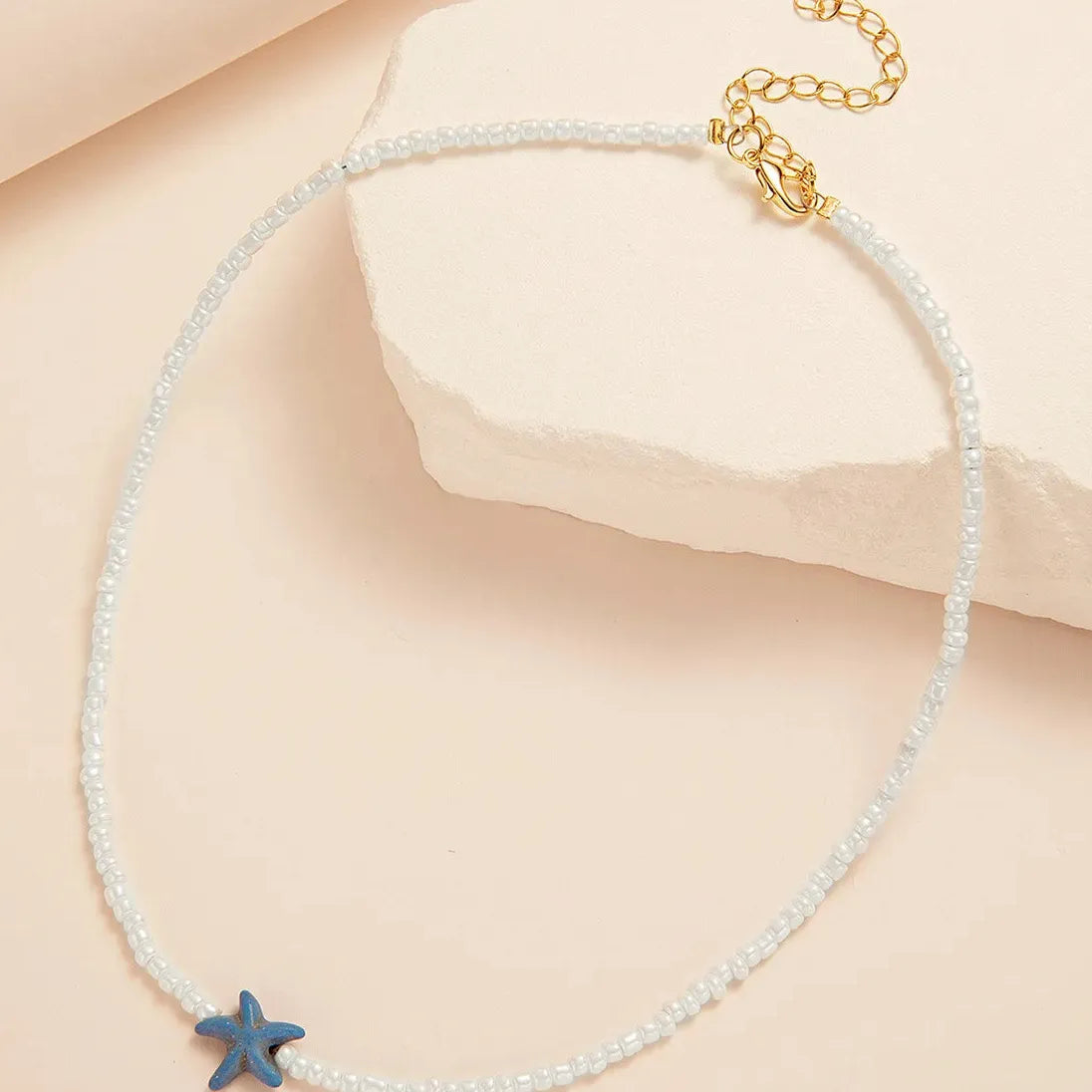 Handmade Multicolor Shell Starfish Necklace Women Copper Beads Choker Jewelry