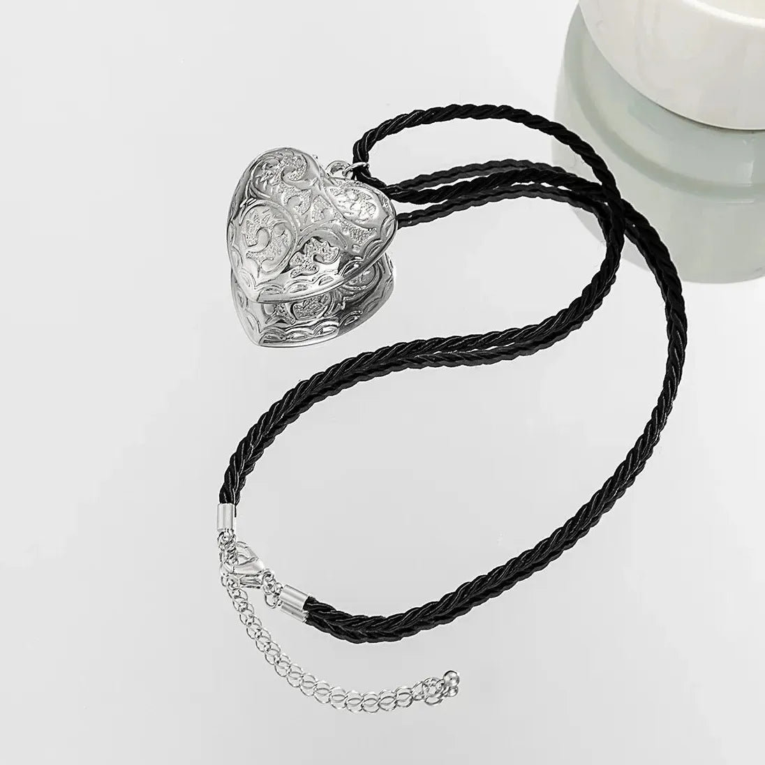 Gothic Pink Heart Pendant Choker Necklace Waterproof Rope Chain for Women