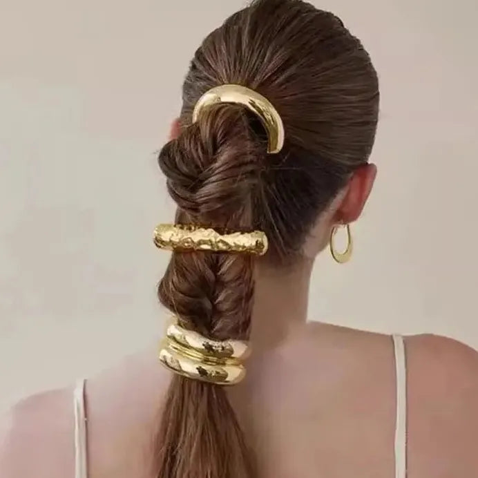 Vintage Punk Metal Cross Elastic Hairband Hair Loop for Women