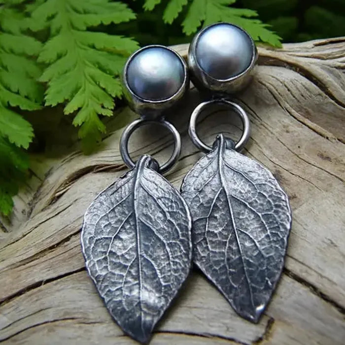 Vintage Indian Tribal Leaf Drop Earrings Zinc Alloy Bohemian Jewelry for Women